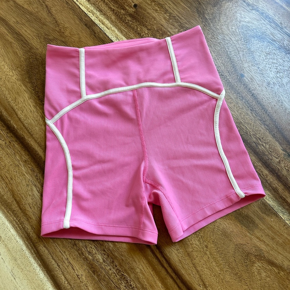 Lspace active pink with white stripes work out shorts 💖 still on website